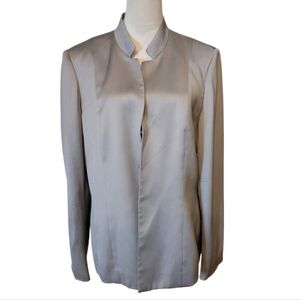 Talbots Gray Silk Blazer Jacket Size 14
